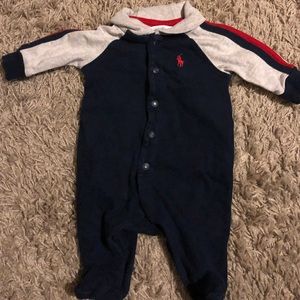 Newborn Ralph Lauren footed one piece.